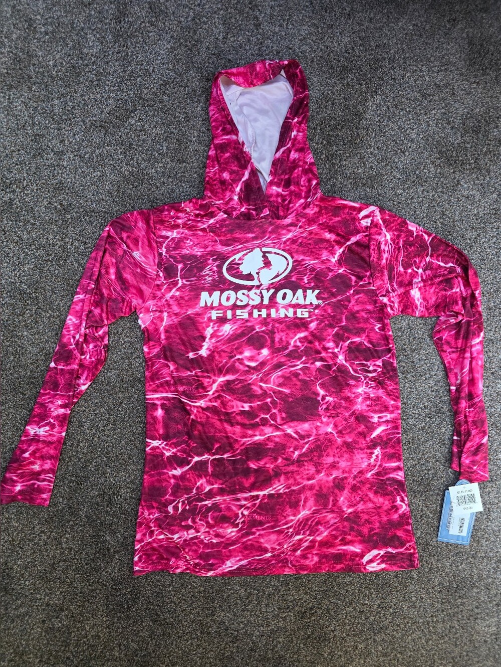 New With Tags Mossy Oak Fishing pink hooded long sleeve shirt large
